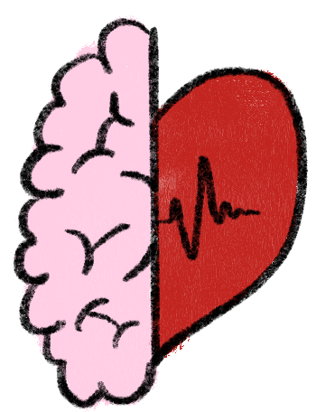 Brain and heart joined, illustrating the mind-body connection