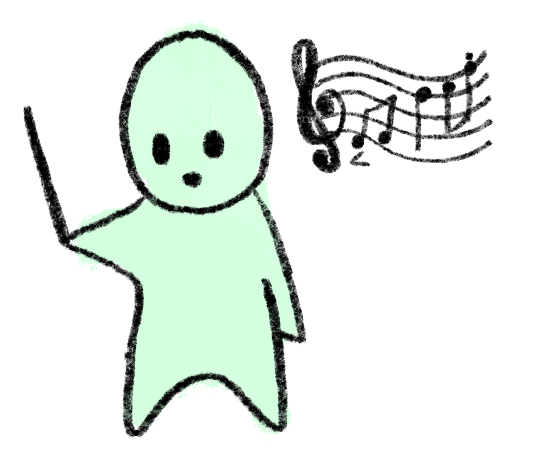 Figure conducting with sheet music